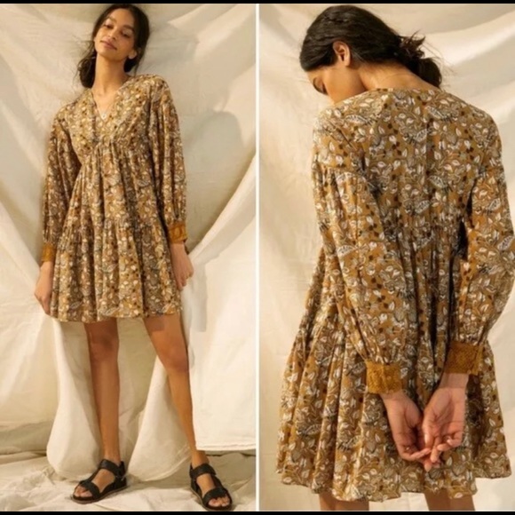 Anthropologie Dress Let Me Be Jemma Tan Size 8 Boho - Picture 1 of 16